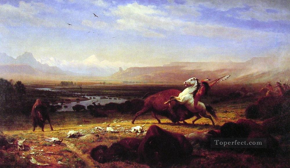 Le dernier des buffles luminisme landsacpes Albert Bierstadt Far West Peintures à l'huile